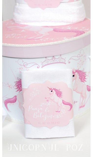 Trusou de  botez cu unicorni roz pentru fete, set complet biserica, Unicornul Roz 7